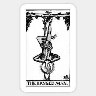 XII. The Hanged Man Tarot Card | Black and white Sticker